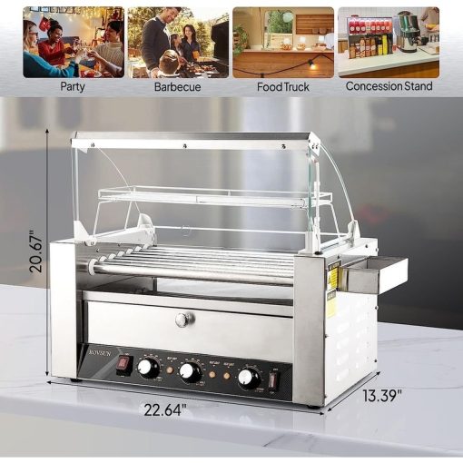 Electric Stainless-Steel Hot Dog Grill Cooker Machine