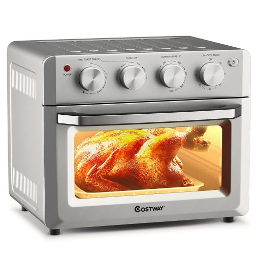 Costway 7-in-1 Air Fryer Toaster Oven 19 QT Dehydrate Convection Ovens - Silver - Image 2