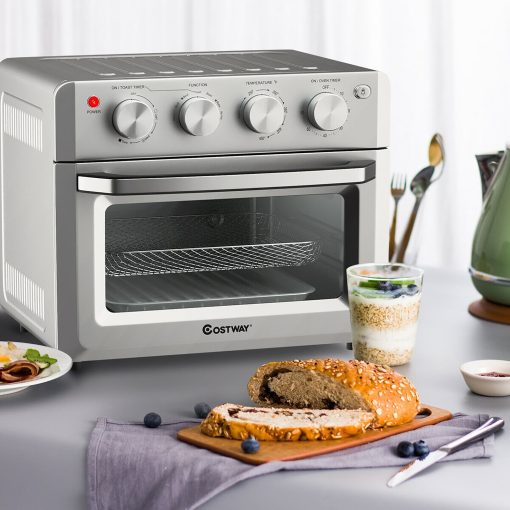 Costway 7-in-1 Air Fryer Toaster Oven 19 QT Dehydrate Convection Ovens - Silver - Image 3