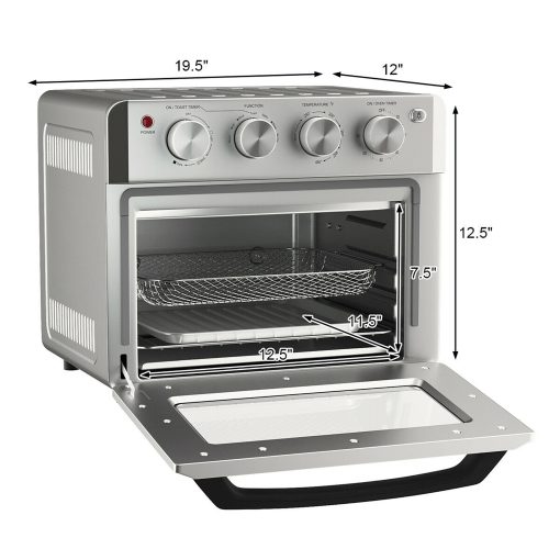 Costway 7-in-1 Air Fryer Toaster Oven 19 QT Dehydrate Convection Ovens - Silver - Image 4