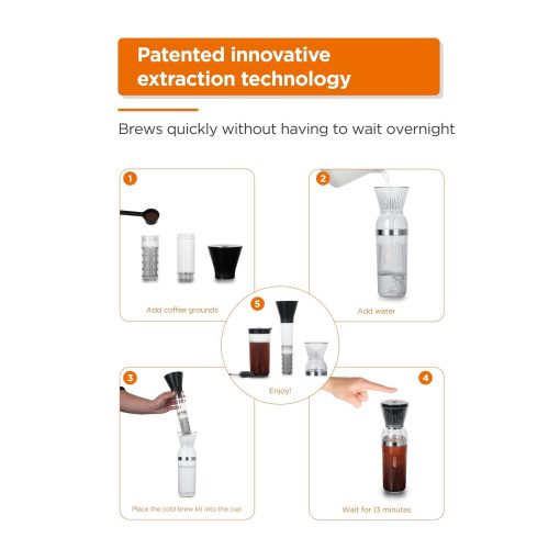 Commercial Chef Quick Cold Brew Coffee Maker, Battery Powered Coffee Maker with Fast Extraction - 10.98&rsquo&rsquo X 3.39dia - Image 4