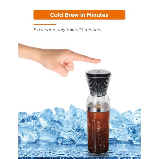 Commercial Chef Quick Cold Brew Coffee Maker, Battery Powered Coffee Maker with Fast Extraction - 10.98&rsquo&rsquo X 3.39dia - Image 5
