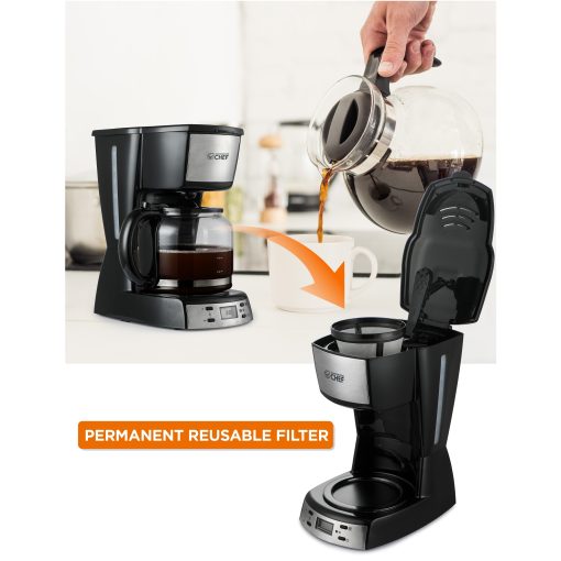 COMMERCIAL CHEF Coffee Maker with Nylon Coffee Filter, Black