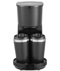 Elite Cuisine EHC260 Dual Coffee Maker with Two Stainless Steel Interior Travel Mugs, Black