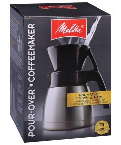 Melitta Pour-Over Coffee Brewer & Stainless Steel Carafe Set with Coffee Filters, 42 Ounce Set - Silver