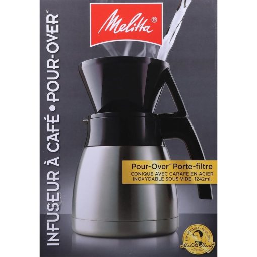 Melitta Pour-Over Coffee Brewer & Stainless Steel Carafe Set with Coffee Filters, 42 Ounce Set - Silver - Image 4
