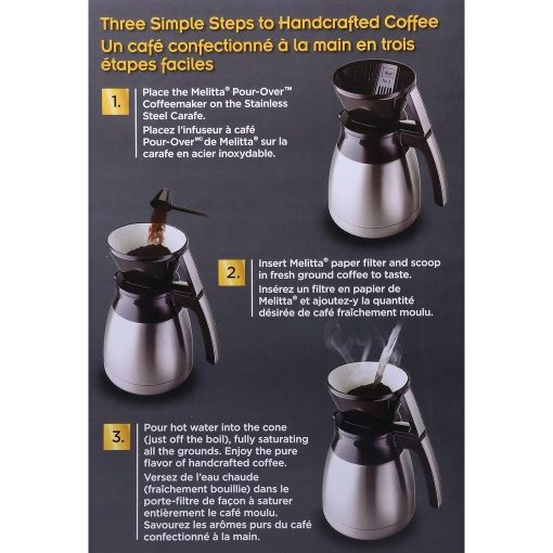 Melitta Pour-Over Coffee Brewer & Stainless Steel Carafe Set with Coffee Filters, 42 Ounce Set - Silver - Image 5