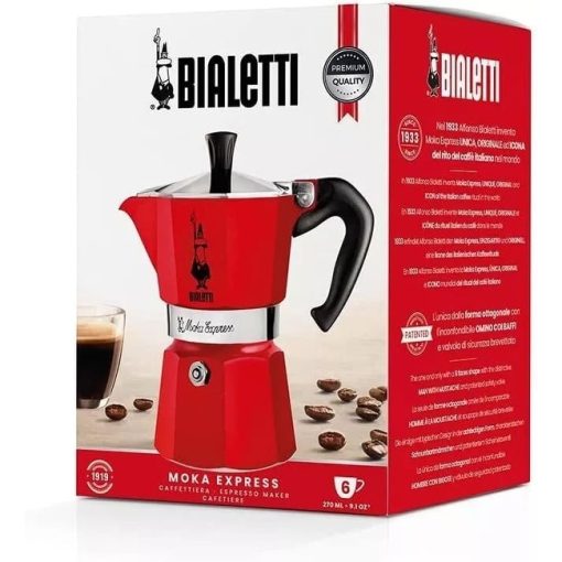 Bialetti 6 Cup Moka Stovetop Espresso Maker, Red