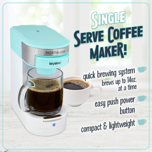 Nostalgia MyMini Single Serve Coffee Maker, Brews K-Cup & Other Pods, Serves up to 14 Ounces, Tea, Hot Chocolate, Hot Cider - Image 4
