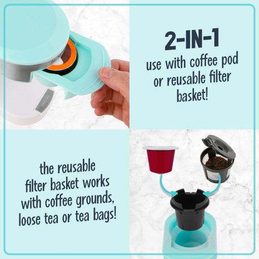 Nostalgia MyMini Single Serve Coffee Maker, Brews K-Cup & Other Pods, Serves up to 14 Ounces, Tea, Hot Chocolate, Hot Cider - Image 5