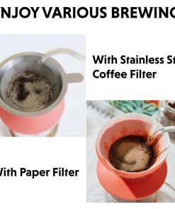 BUYDEEM Reusable Pour Over Coffee Maker Filter Reusabl Silicone Coffee Dripper Set