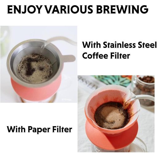 BUYDEEM Reusable Pour Over Coffee Maker Filter Reusabl Silicone Coffee Dripper Set