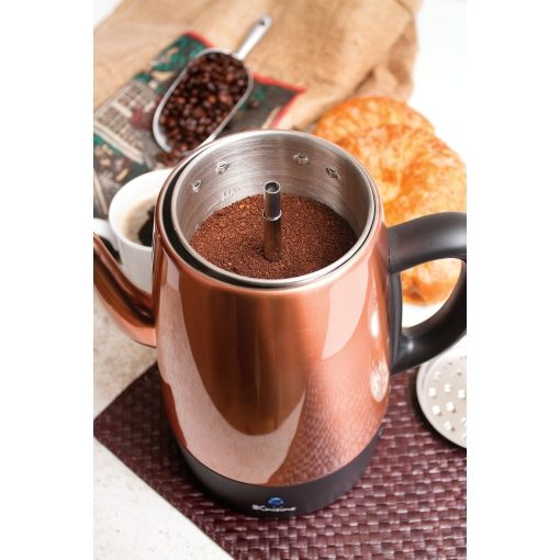 Euro Cuisine PER04 Stainless Steel Electric Coffee Percolator, 4 Cup, Polished Copper Finish, Dripless Gooseneck Spout - Image 4