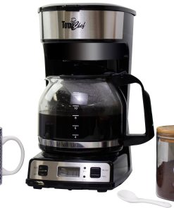 Total Chef Programmable 12-Cup Coffee Maker with Filter Black,Silver