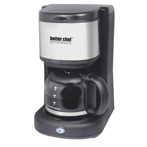 Black-Grey Better Chef 4 Cup Coffee Maker with Stainless-Steel Brushed Accents