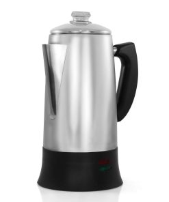 EC295 12-Cup Electric Coffee Percolator Clear Brew Progress Knob Cool-Touch