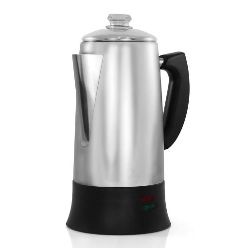 EC295 12-Cup Electric Coffee Percolator Clear Brew Progress Knob Cool-Touch