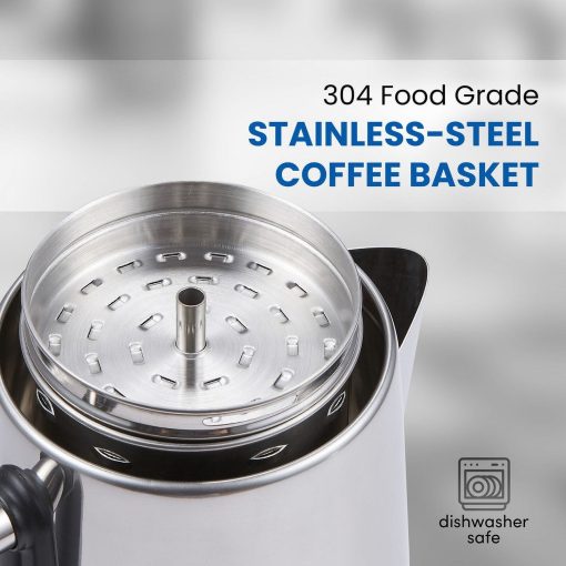EC295 12-Cup Electric Coffee Percolator Clear Brew Progress Knob Cool-Touch - Image 2