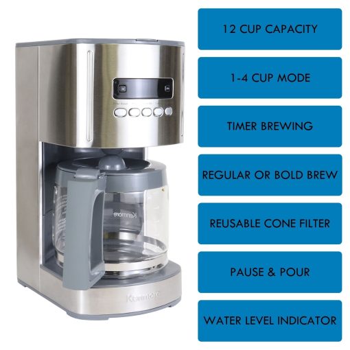 Kenmore Aroma Control Programmable 12-cup Coffee Maker, Stainless Steel - 8' x 11' - Image 3