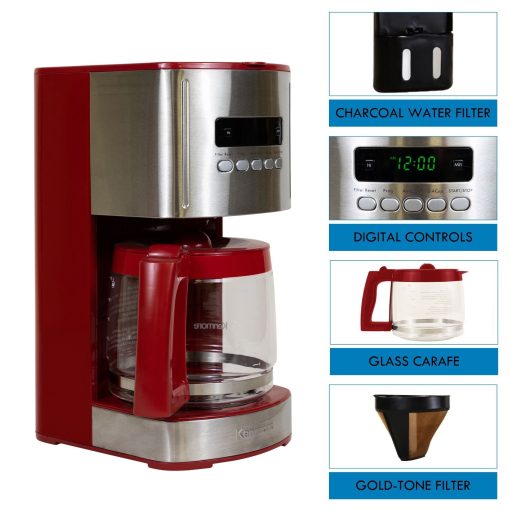 Kenmore Aroma Control Programmable 12-cup Coffee Maker, Red/Stainless - Image 4