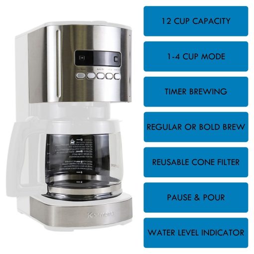 Kenmore Aroma Control Programmable 12-cup Coffee Maker, White/Stainless - Image 3