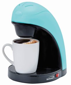 Brentwood Single Serve Coffee Maker with Porcelain Mug in Blue - 6.5 x 8.5 x 9 inches