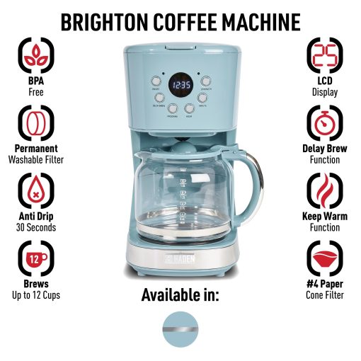 HADEN Sky Blue Brighton 12-Cup Programmable Coffee Maker - Image 3