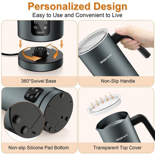 Multifunctional 4 in 1 Electric Milk Frother with Touch Screen - Image 4