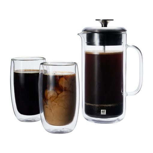 ZWILLING Sorrento Double Wall French Press and Latte Glass - Clear - 27-oz - Image 3