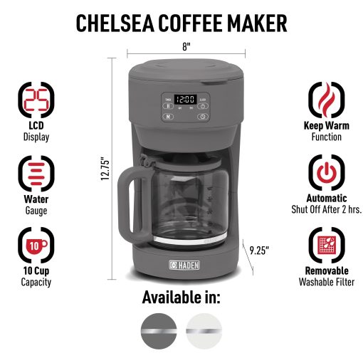 HADEN CHELSEA Digital Drip Coffee Maker 1.25 Liter 10 Cup Coffee Machine - Image 5