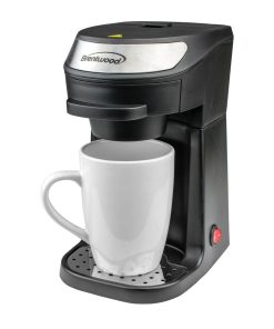 Brentwood Single Serve Coffee Maker in Black with Mug - 10.4 x 8.4 x 6.1 inches