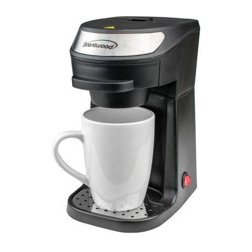 Brentwood Single Serve Coffee Maker in Black with Mug - 10.4 x 8.4 x 6.1 inches