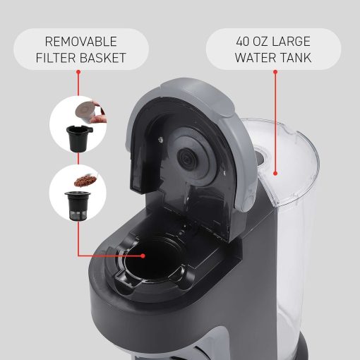 Elite Cuisine EHC352 Rapid Brew Technology 2-in-1 Capsule Coffee Maker - Image 2