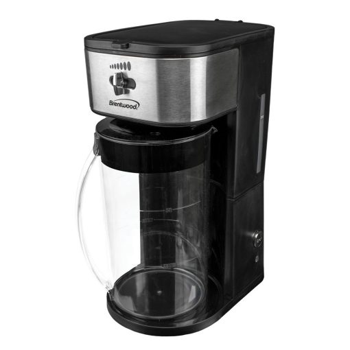 Brentwood Iced Tea and Coffee Maker in Black with 64 Ounce Pitcher - 9.5"D x 6.75"W x 14.5"H