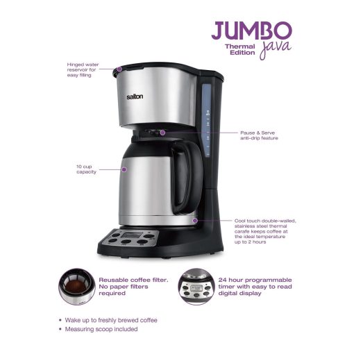 Salton Jumbo Java FC1667TH Coffee Maker Stainless Steel Black - Image 5