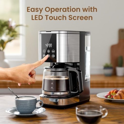 10-Cup Programmable Drip Coffee Maker with LED Touch, 24H Timer, Bold Brew & Keep Warm Function - Image 4