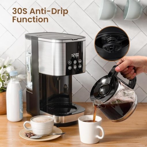 10-Cup Programmable Drip Coffee Maker with LED Touch, 24H Timer, Bold Brew & Keep Warm Function - Image 5
