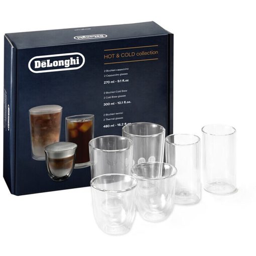De'Longhi Trio Gift Set of 2 Cappuccino Glasses, 2 Cold Brew Glasses Large, and 2 Thermal Glasses Large - Image 5