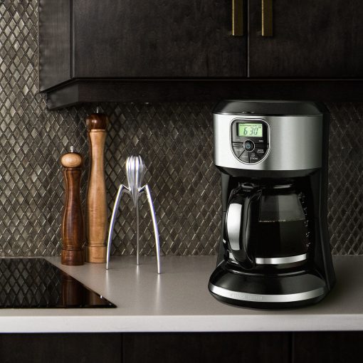 12 Cup Digital Coffee Maker in Black and Silver with Auto Clean Feature