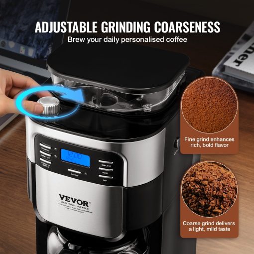 VEVOR Coffee Maker with Grinder, Coffee Machine, Grind and Brew Coffee Maker for Auto Brew, for Home Office Restaurant - Image 5