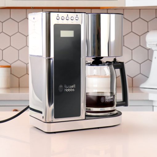 Modern Sleek Chrome Glass Coffeemaker - 8 Cup Brewing Capacity