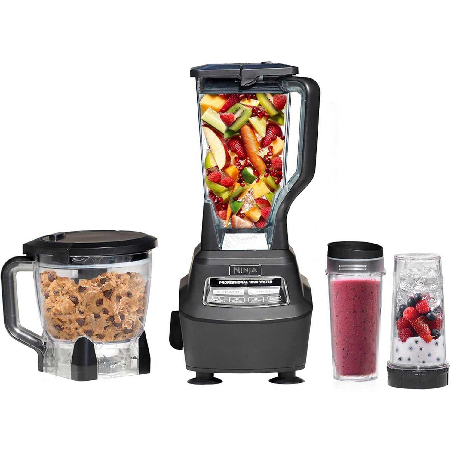 Ninja Blender Mega Kitchen System with 72 Blender Pitcher, 64 Processor Bowl, 2 Nutri Cups + Lids, Black - BL770