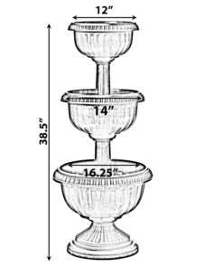Garden Triple Stacked Flower Bowl Urn Tier Planter Decoration