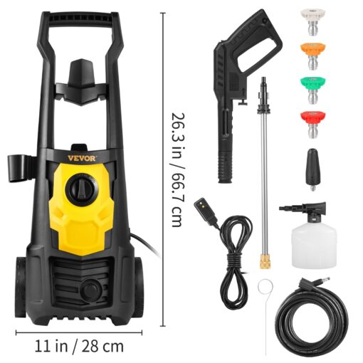 VEVOR Electric Pressure Washer 2000 PSI 1.65 GPM Power w/ 30 ft Hose 5 Nozzles - 2000PSI
