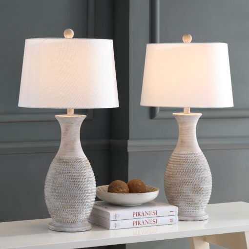SAFAVIEH Lighting Bentlee Grey 30-inch LED Table Lamp (Set of 2) - 15"W x 15"D x 30"H - Image 2