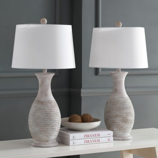 SAFAVIEH Lighting Bentlee Grey 30-inch LED Table Lamp (Set of 2) - 15"W x 15"D x 30"H - Image 4