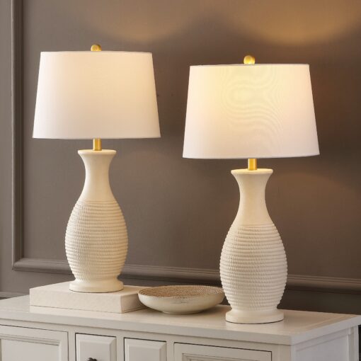 SAFAVIEH Lighting Bentlee Grey 30-inch LED Table Lamp (Set of 2) - 15"W x 15"D x 30"H - Image 3