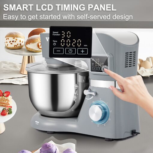 VEVOR Stand Mixer 660W 5.8Qt Electric Dough Mixer 6 Speeds LCD Screen Timing - 5.5 L - Image 3