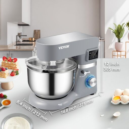 VEVOR Stand Mixer 660W 5.8Qt Electric Dough Mixer 6 Speeds LCD Screen Timing - 5.5 L - Image 8