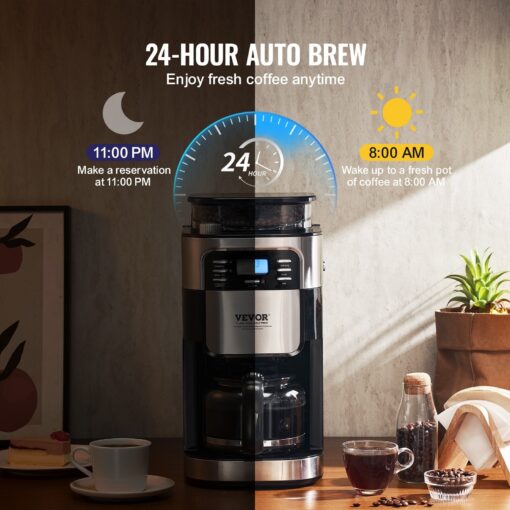 Coffee Maker with Grinder, Coffee Machine, Grind and Brew Coffee Maker for Auto Brew, for Home Office Restaurant - Image 6